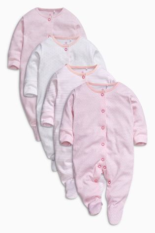 Pink Sleepsuits Four Pack (0mths-2yrs)